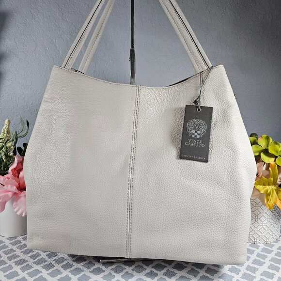 Vince Camuto VV-IKE-To Tote Bag in Silver Cloud Pebbled Leather – NWT - Picture 6 of 15